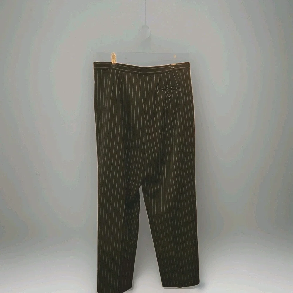 Talbots Petites Stretch Pants Straight Leg Black w/ White Pin Stripes Size 12P - Picture 4 of 6